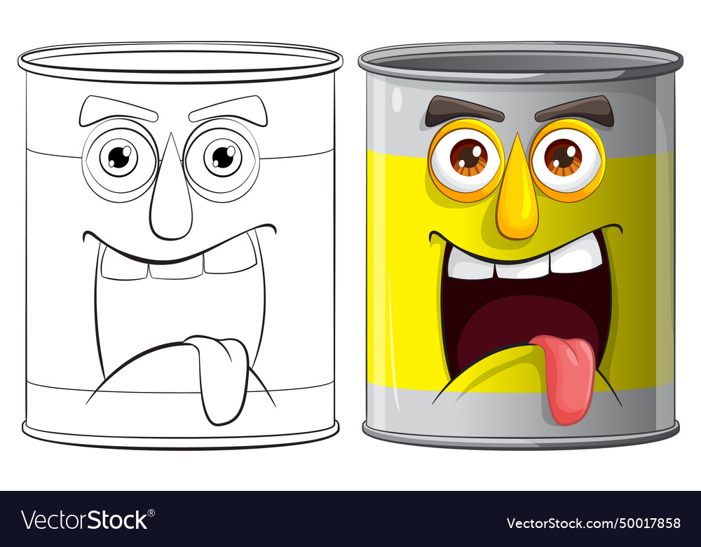 Two animated cans showing different joyful Vector Image