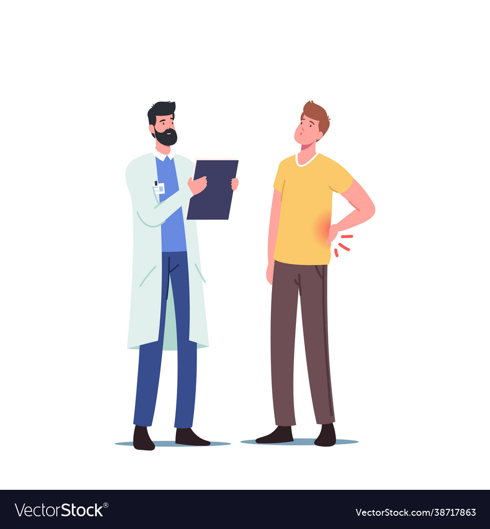 Backache sickness diseased patient male character Vector Image