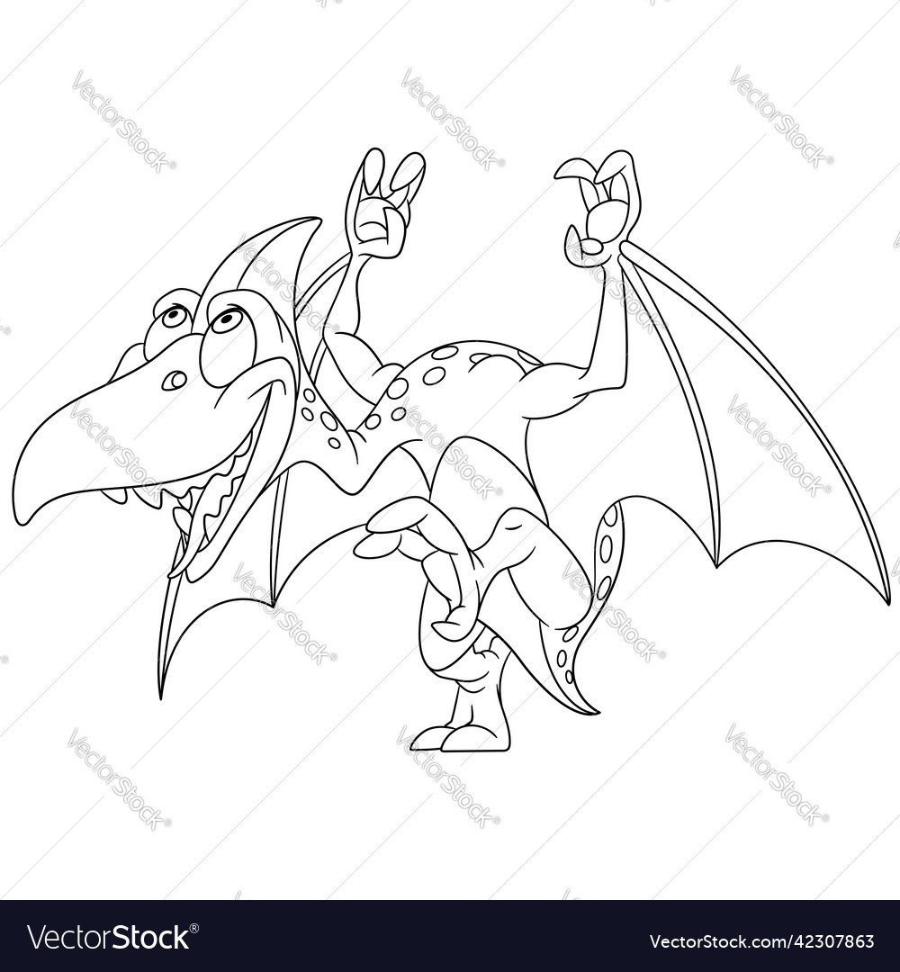 Dinosaur pterodactyloidea coloring page Royalty Free Vector