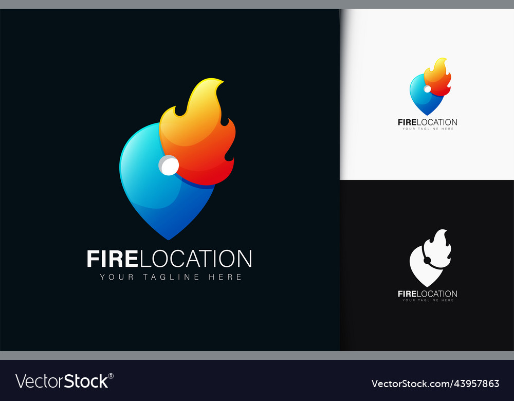 Fire location logo design with gradient vector image Fire location logo design with gradient