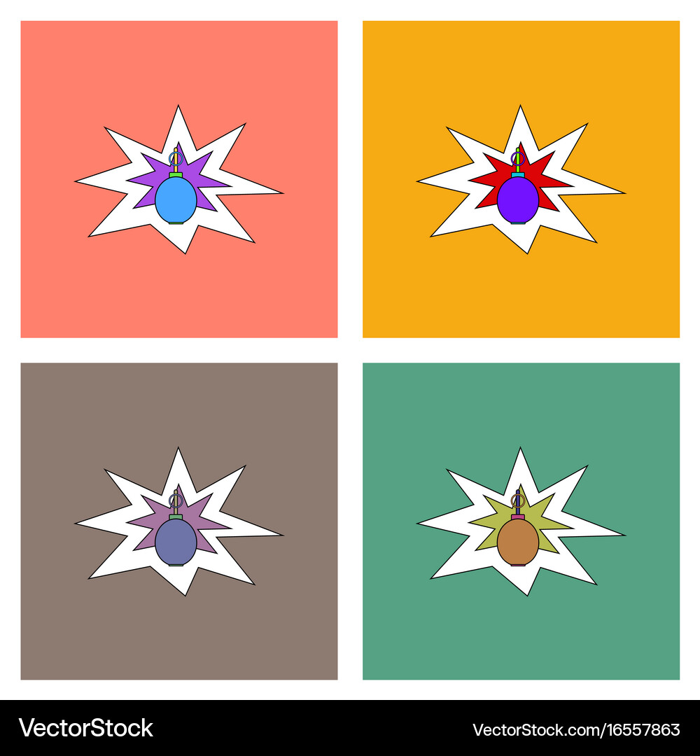 Flat icon design collection bomb explosion Vector Image