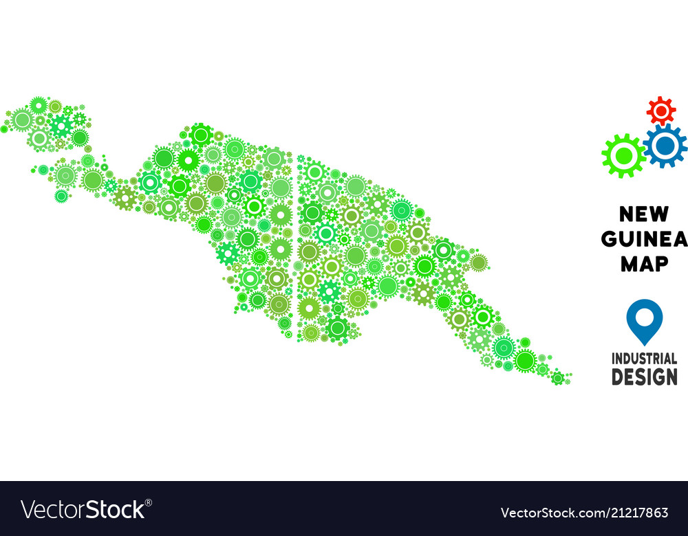 Gears new guinea countries map mosaic