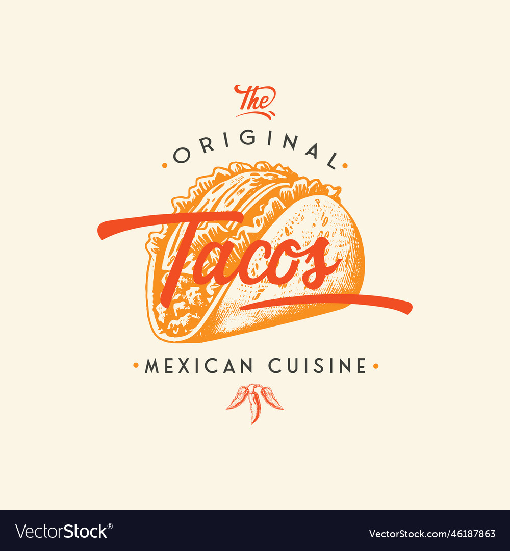 Hand drawn logo tacos silhouette and modern Vector Image