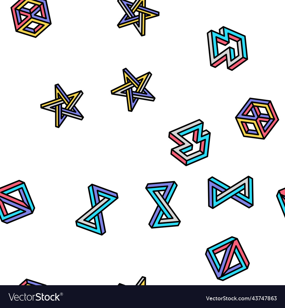 Impossible geometric shape seamless pattern vector image Impossible geometric shape seamless pattern