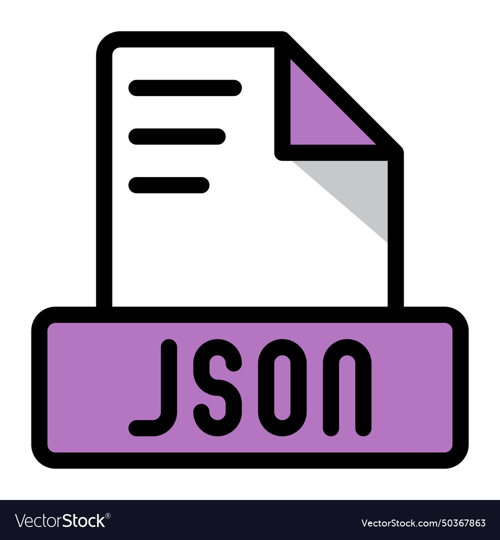 Json file icon colorful style design document vector image Json file icon colorful style design document