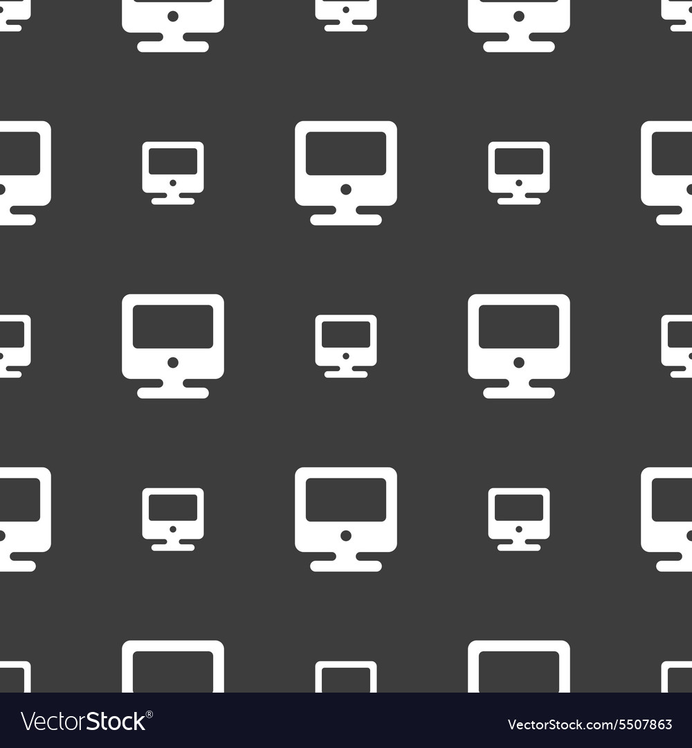 Monitor icon sign seamless pattern on a gray