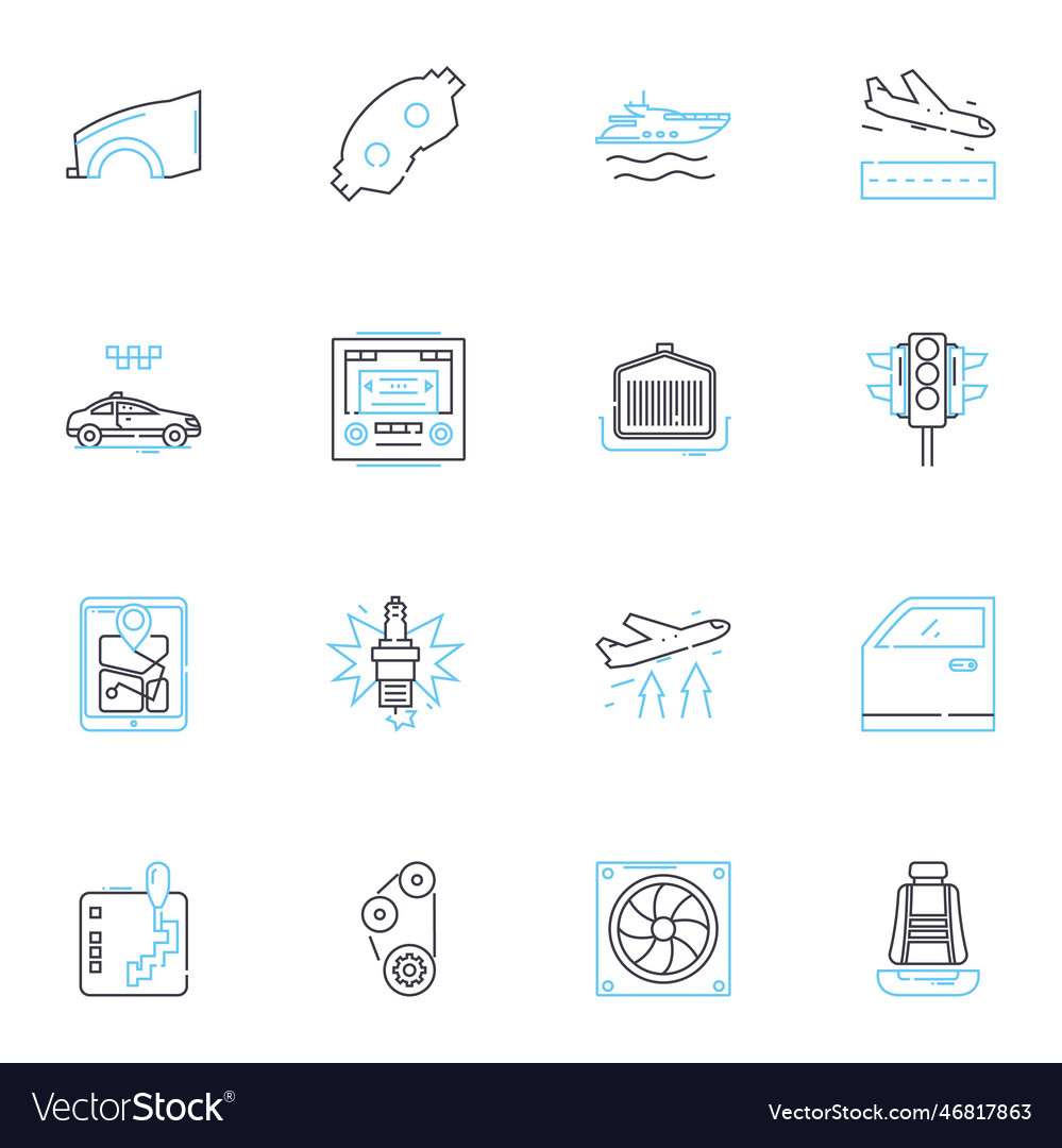 Operator linear icons set support assistance vector image Operator linear icons set support assistance
