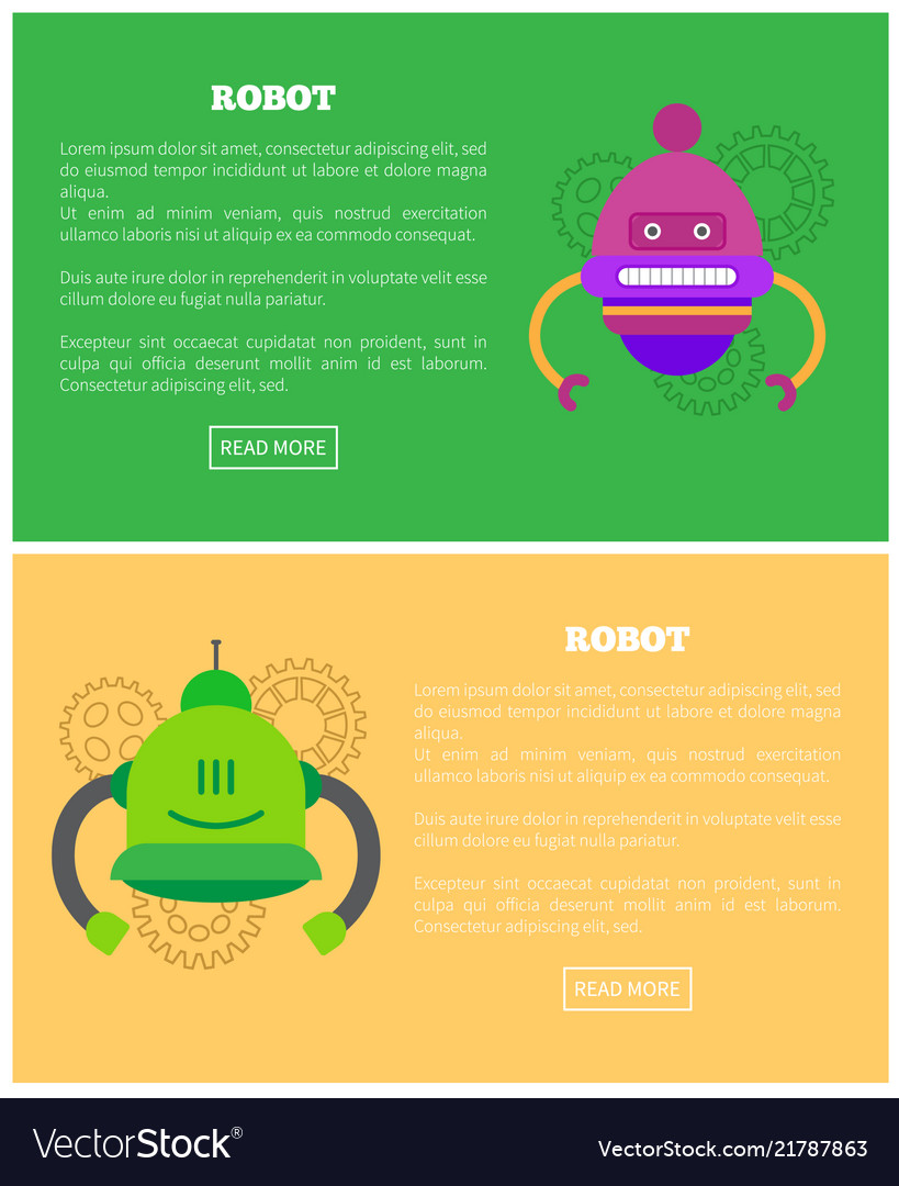 Robot set with text samples vector image Robot set with text samples