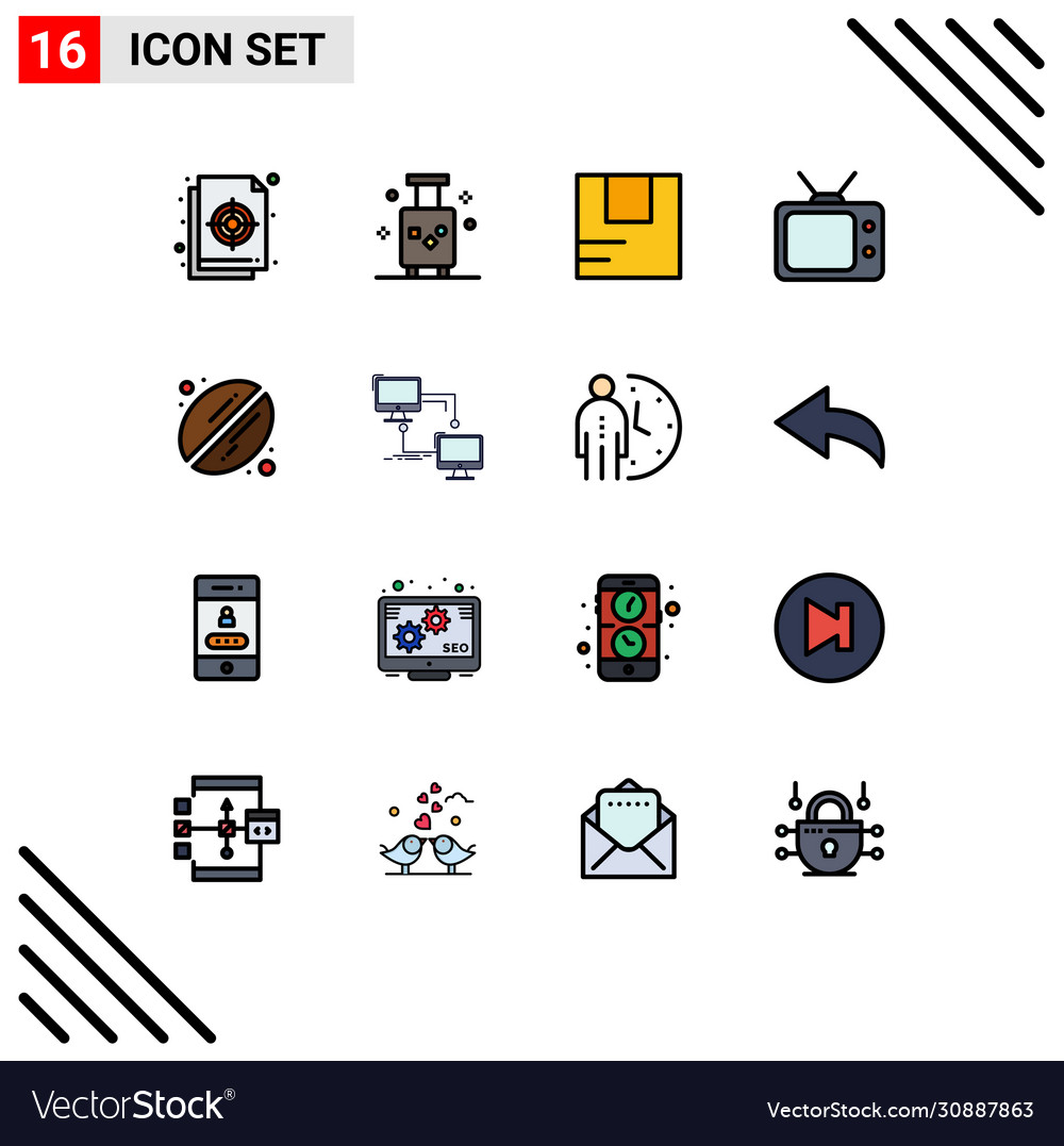 Set 16 flat color filled lines on grid