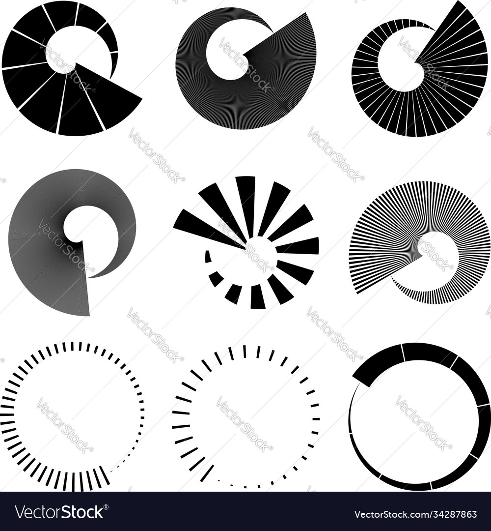 Set circular radial radiating lines beams rays