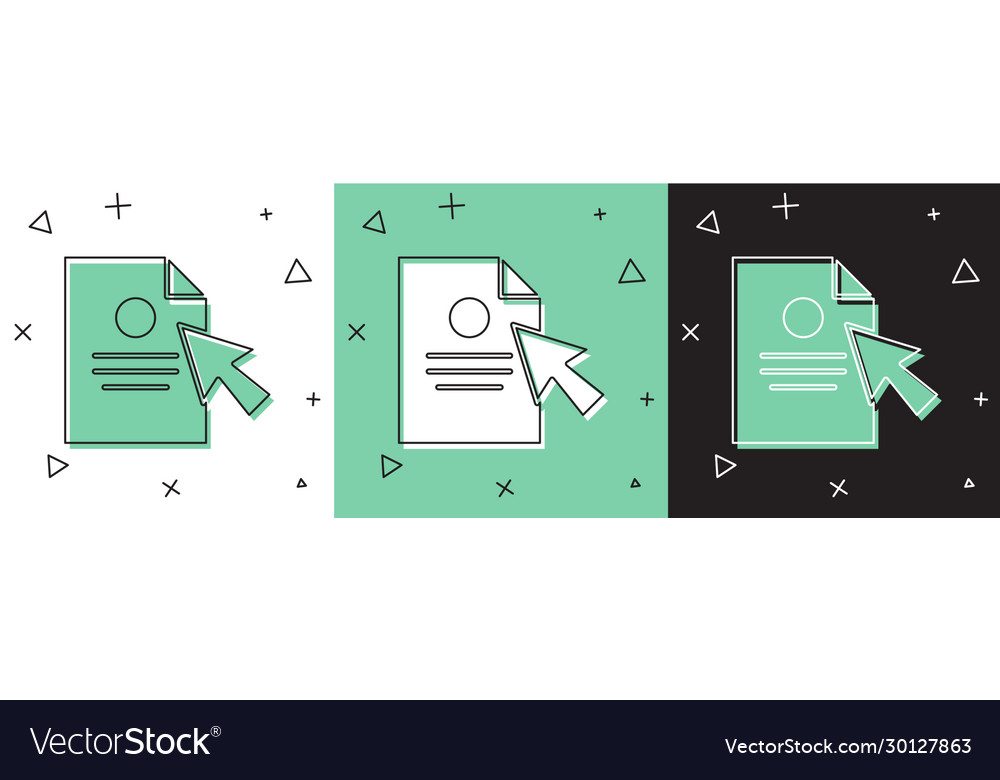 Set document and cursor icon isolated on white