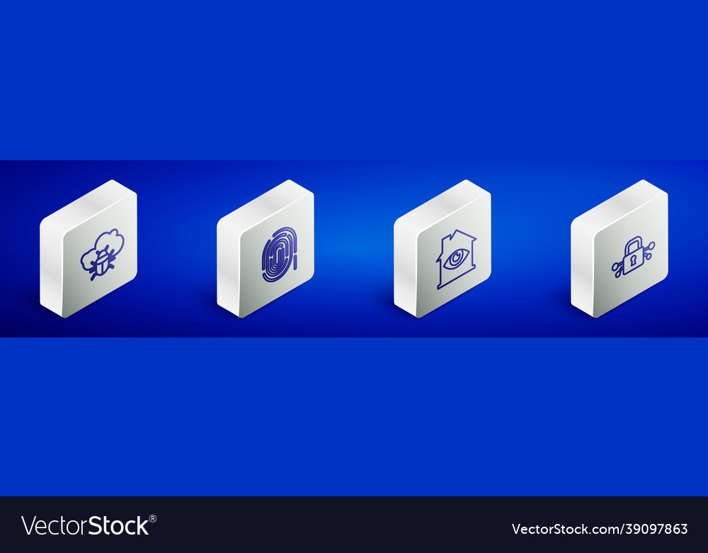 Set isometric line system bug on a cloud vector image Set isometric line system bug on a cloud