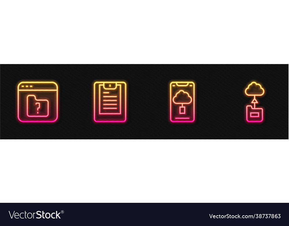 Set line cloud technology data transfer file vector image Set line cloud technology data transfer file