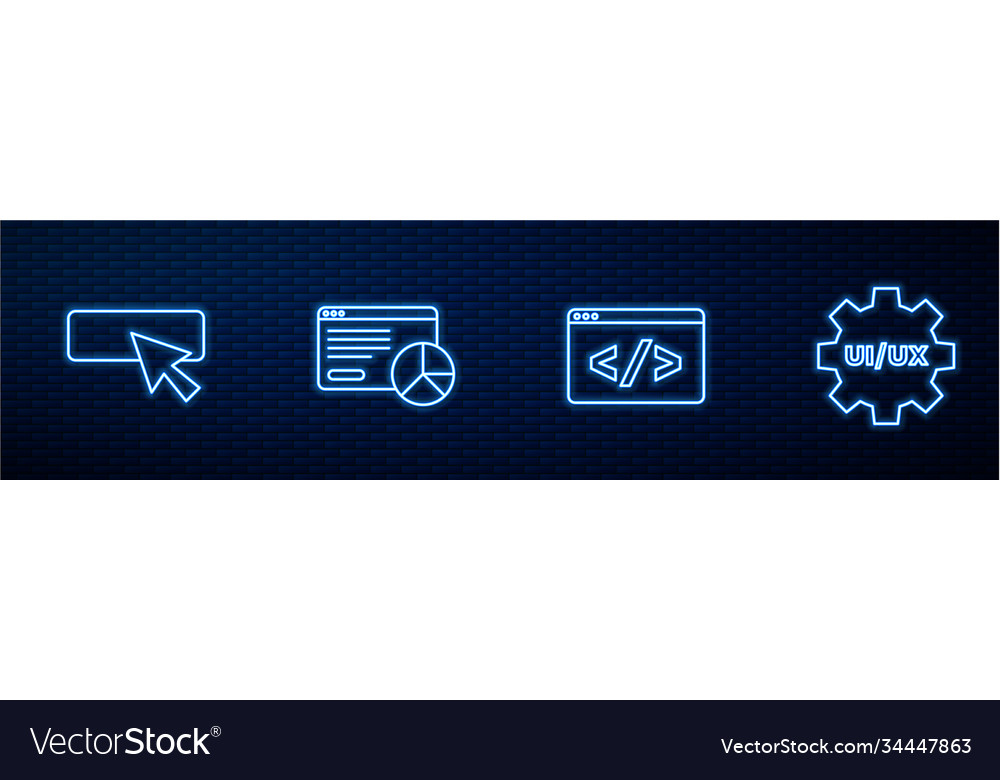 Set line front end development ui or ux design vector image Set line front end development ui or ux design
