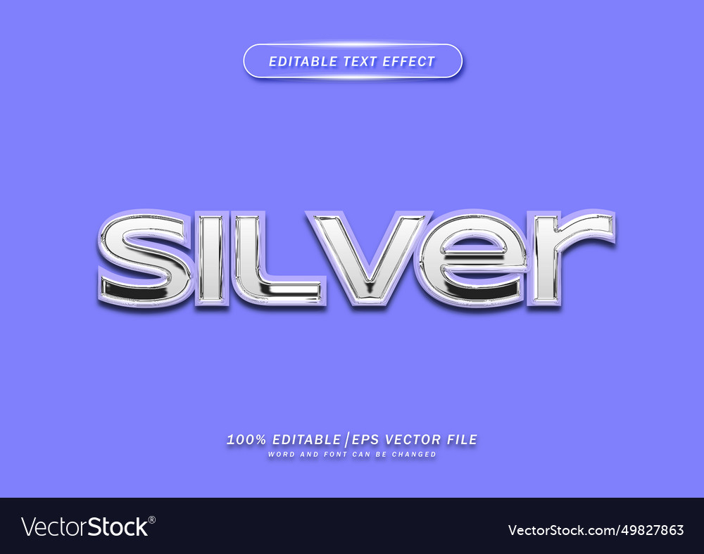 Silver text editable effect elegant style design vector image Silver text editable effect elegant style design