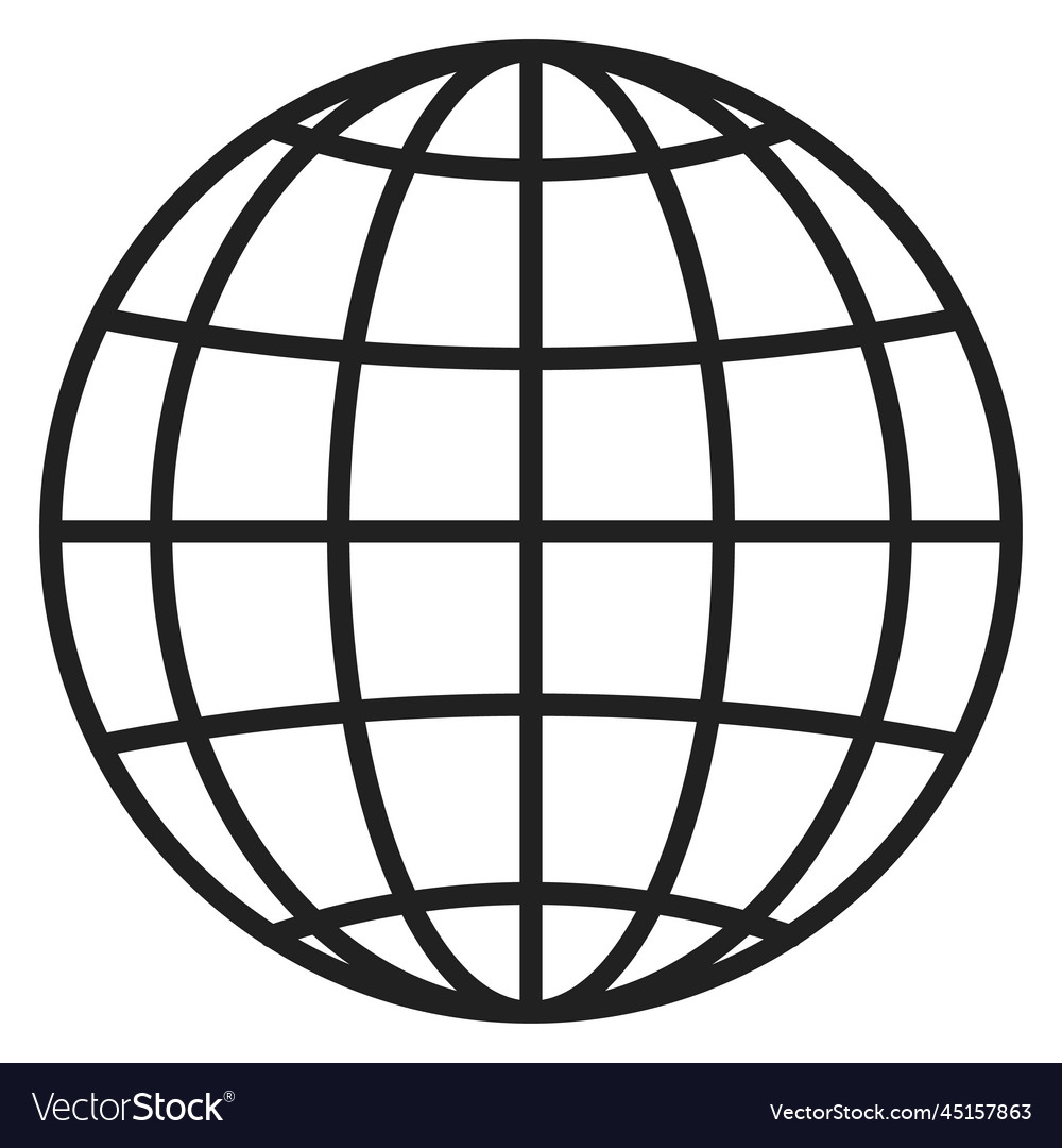 Worldwide line icon world map round grid Vector Image