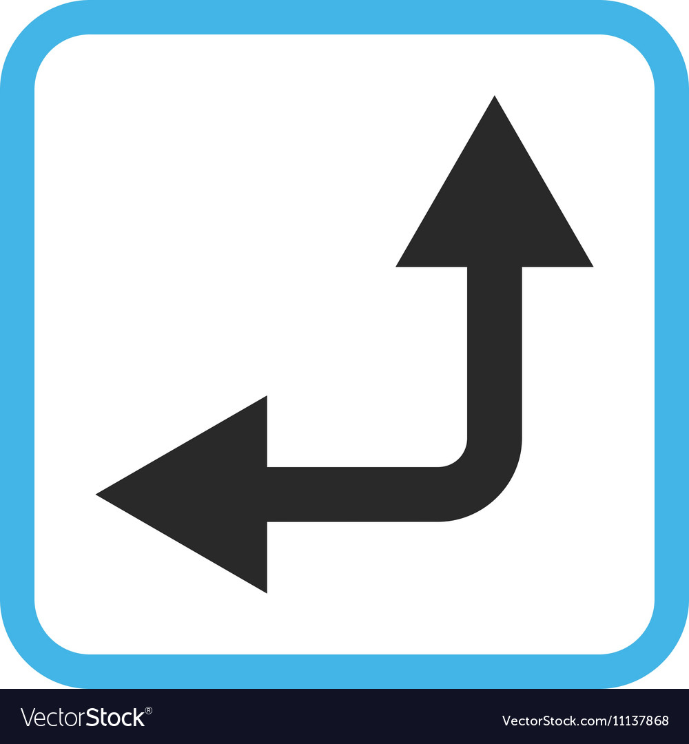 Bifurcation arrow left up icon in a frame