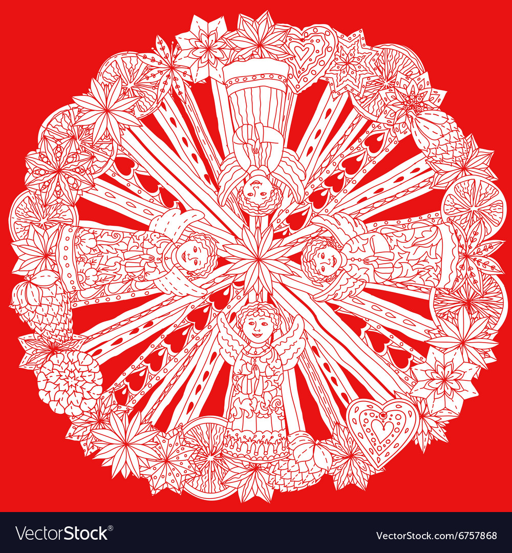 Christmas Vignette With Decorative Items Vector Image