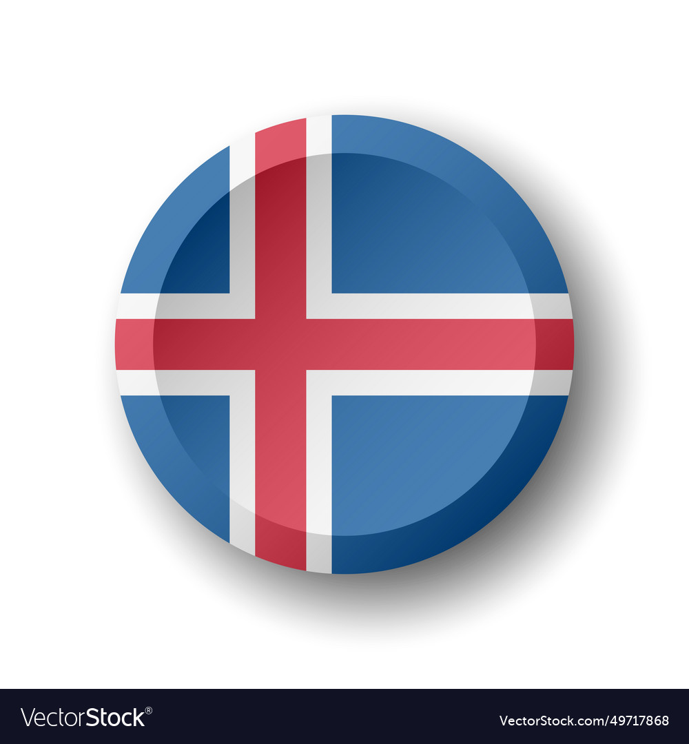 Circle button flag of iceland Royalty Free Vector Image