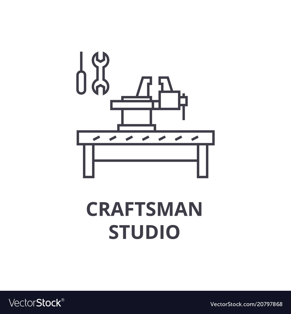 Craftsman studio line icon sign