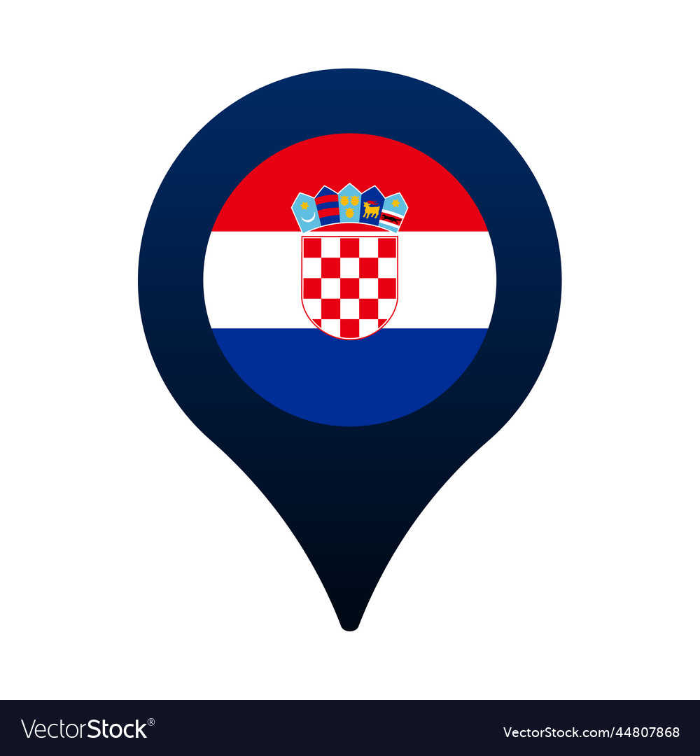 Croatia flag and map pointer icon national vector image Croatia flag and map pointer icon national