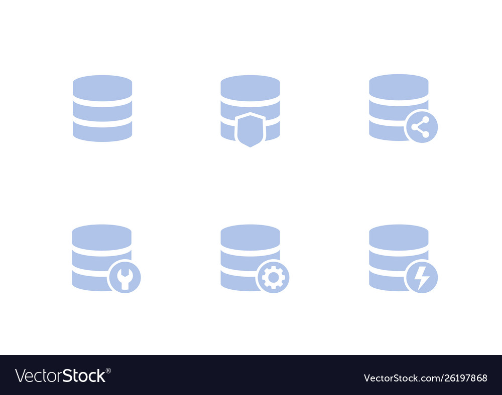 Database data storage icons set