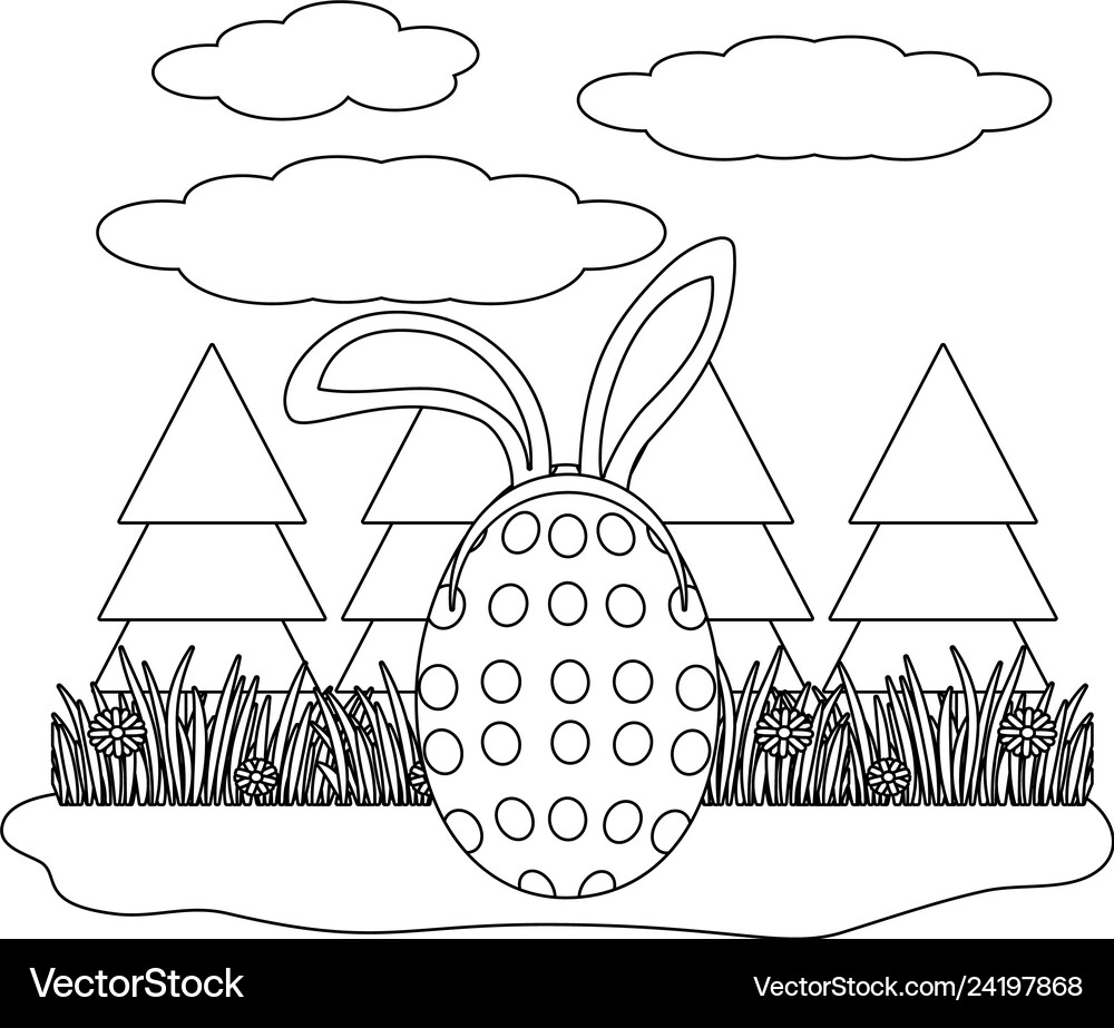 Easter egg with bunny ears Royalty Free Vector Image