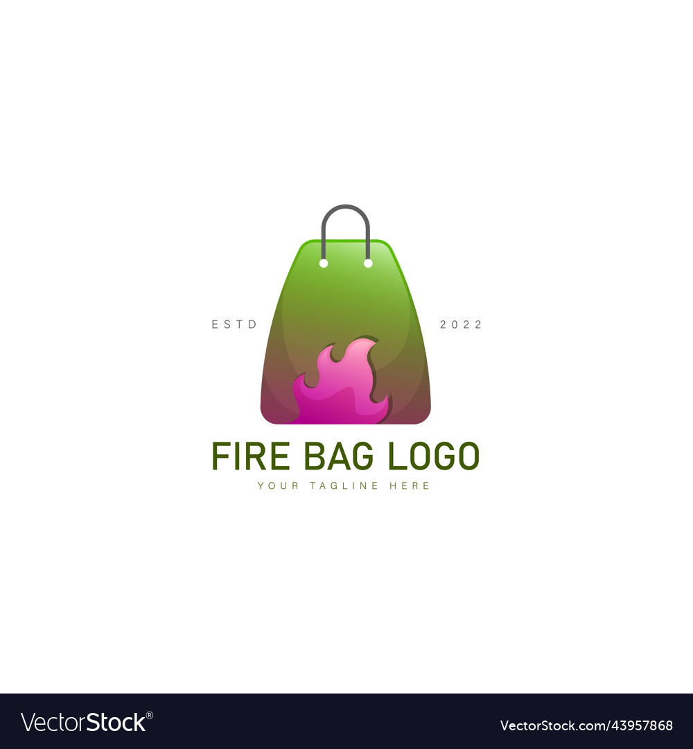 Fire with bag logo design icon