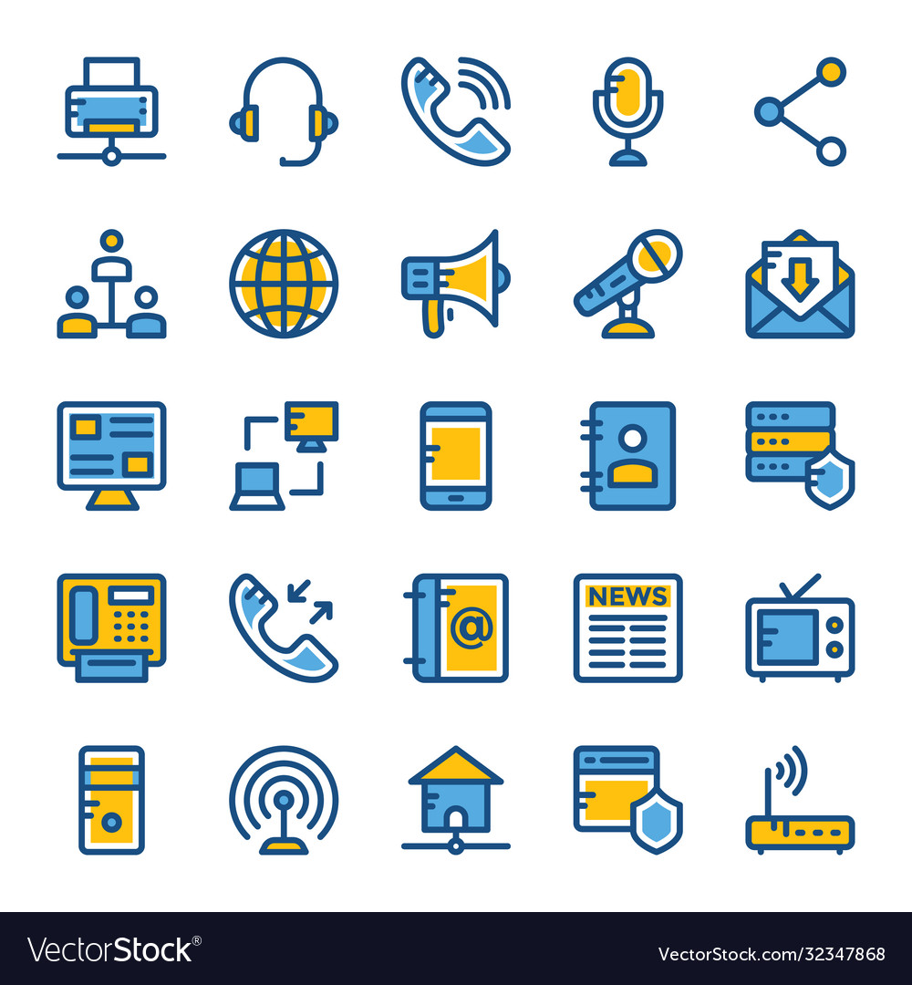 Network and communication icons 1 Royalty Free Vector Image