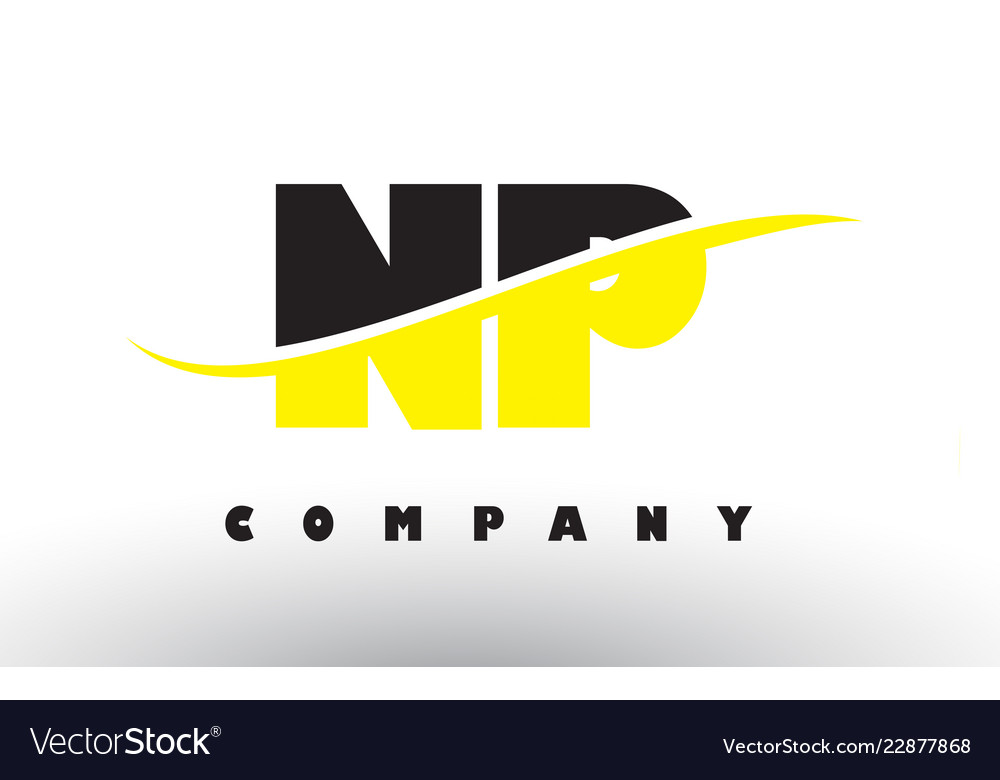 Np n p black and yellow letter logo with swoosh