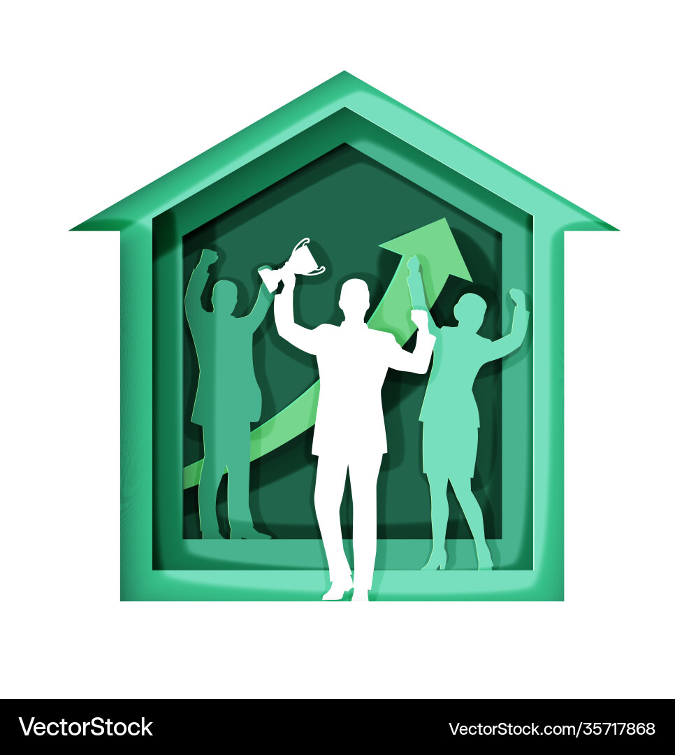Real estate professionals celebrating victory Vector Image