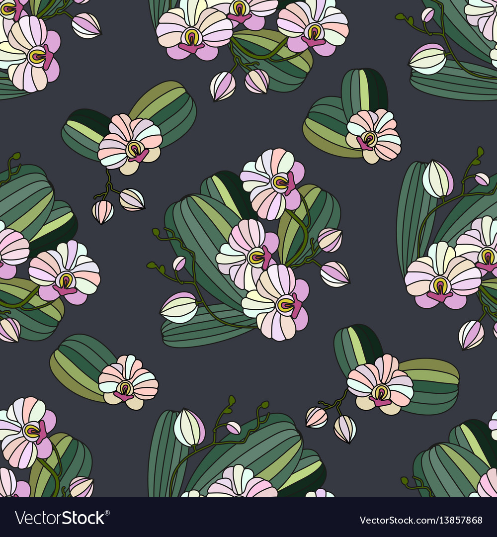 Seamless pattern with orchids vector image Seamless pattern with orchids