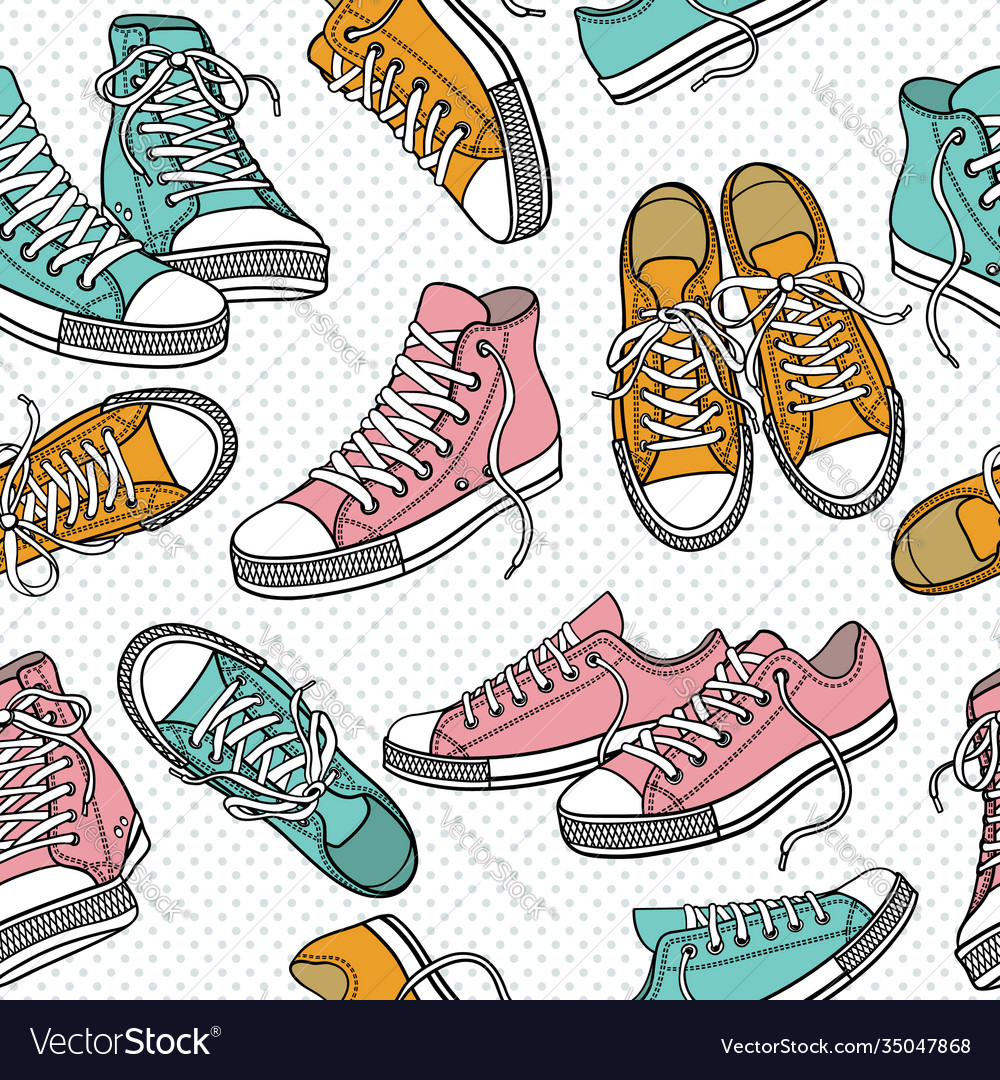 Seamless pattern with sneakers Royalty Free Vector Image