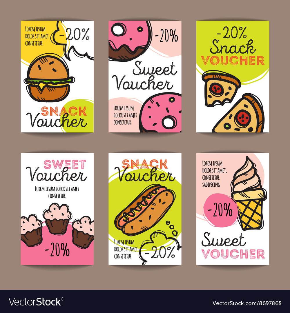 Set of discount coupons for fast food Royalty Free Vector