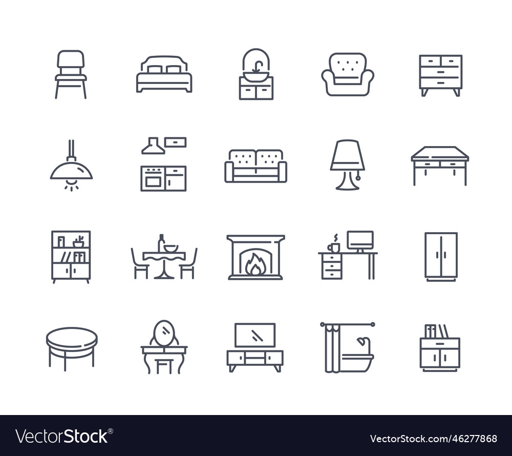 Set of simple furniture related icons Royalty Free Vector