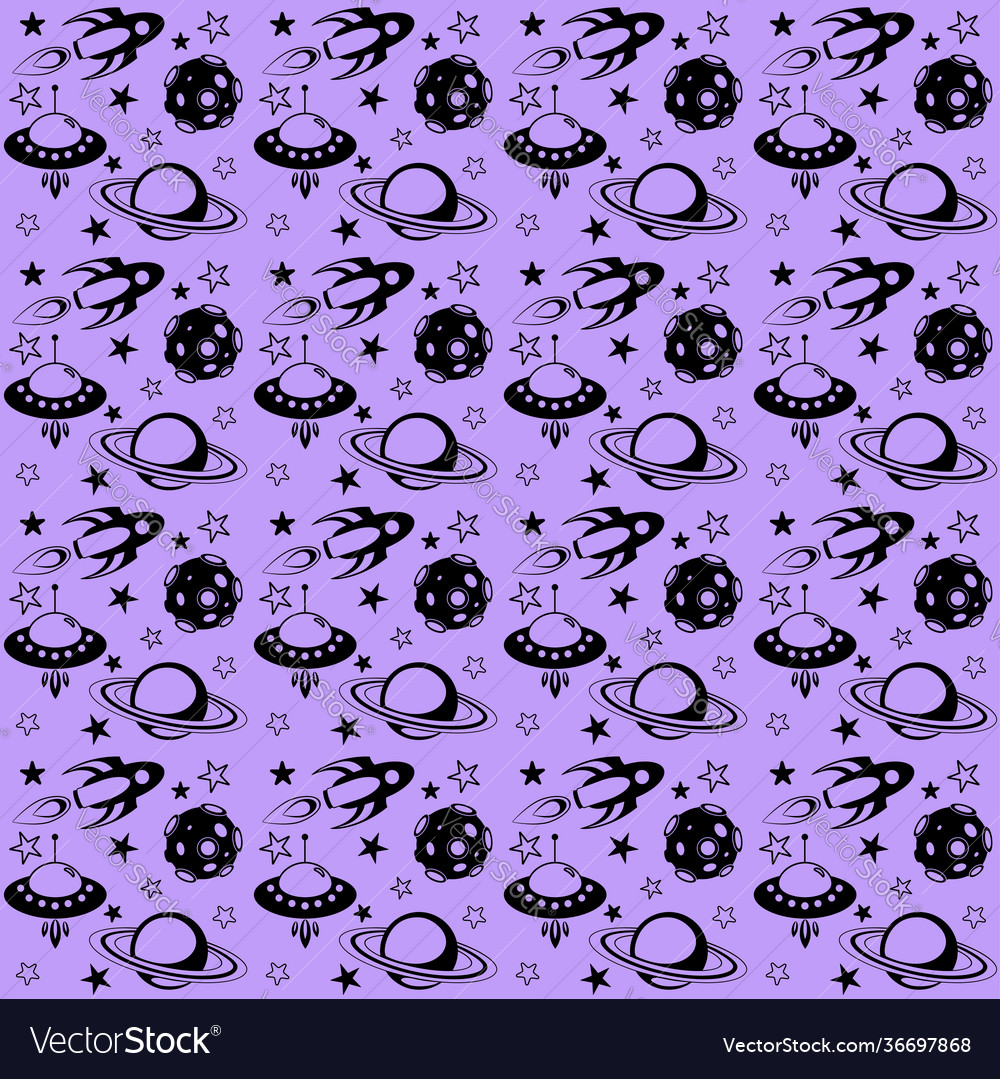 Space seamless pattern with rockets flying vector image Space seamless pattern with rockets flying
