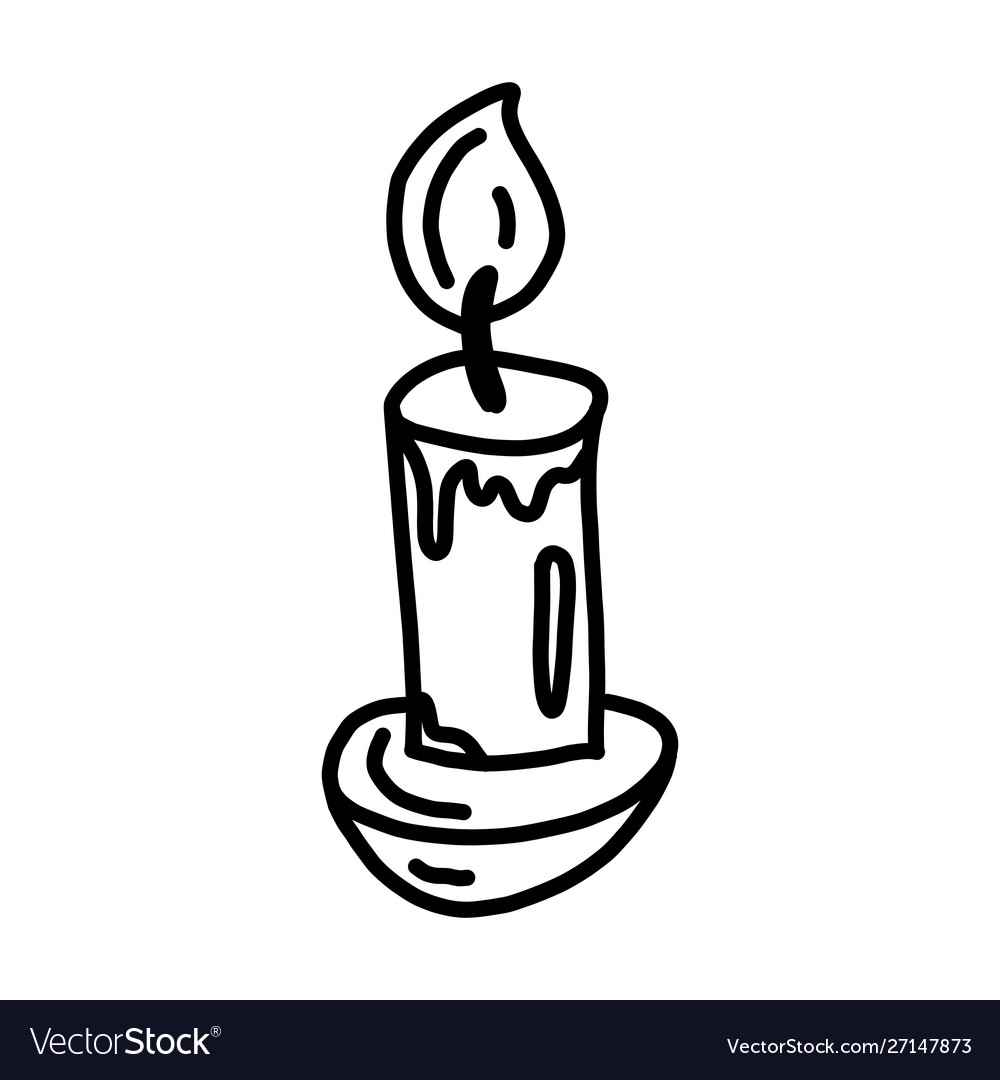 Candle doodle hand drawn style white background Vector Image