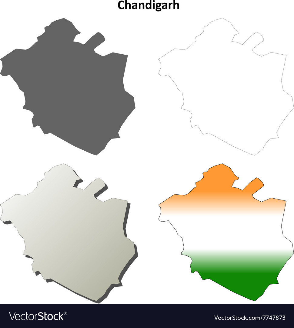 Chandigarh blank detailed outline map set