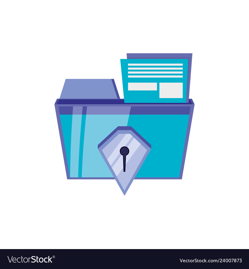 File folder with security shield vector image File folder with security shield