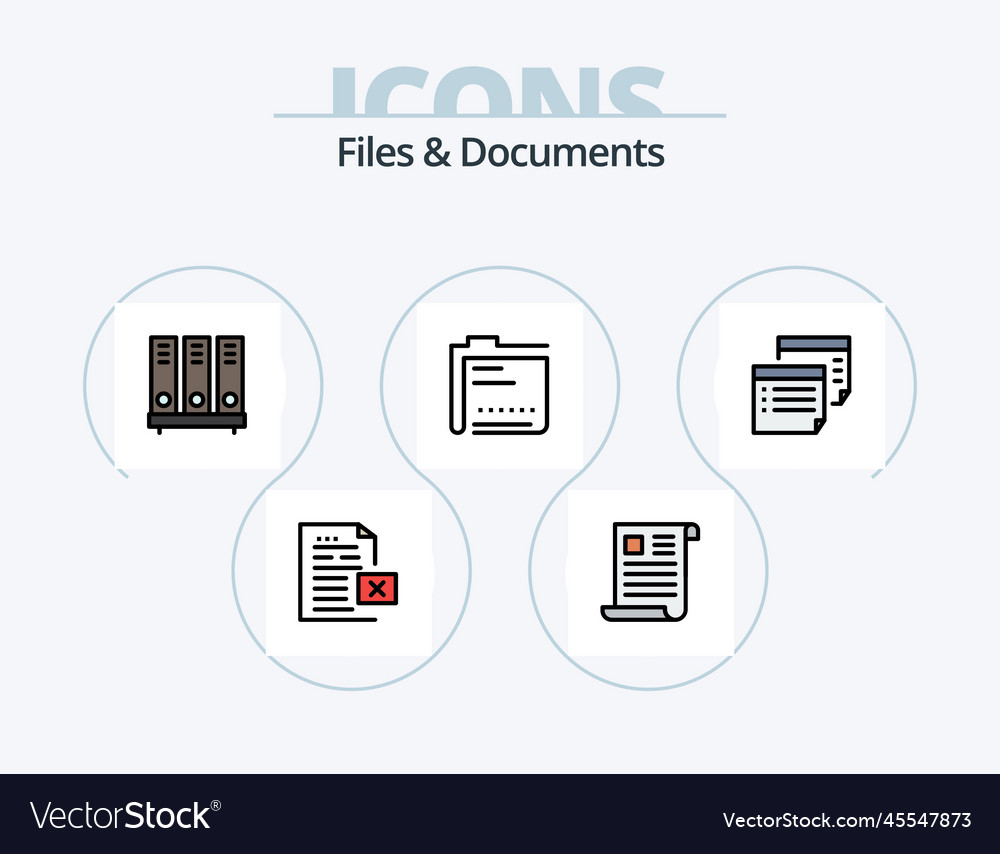 Files and documents line filled icon pack 5