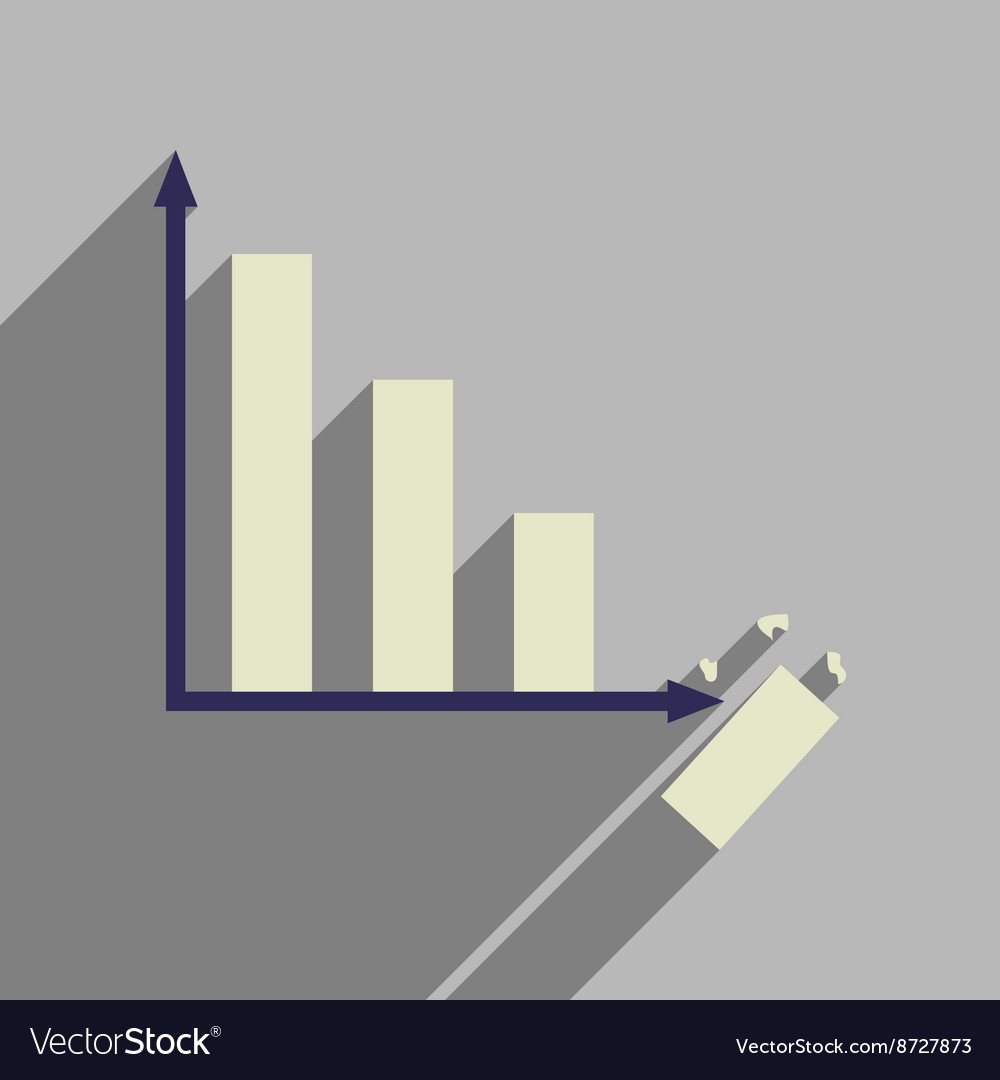 Flat web icon with long shadow economic graph