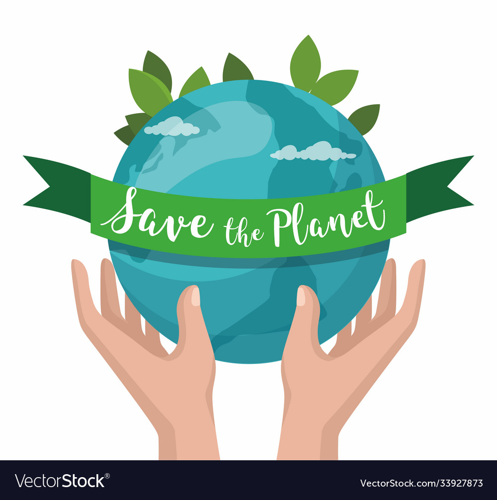 Hand Hold Earth Save Planet Concept Royalty Free Vector