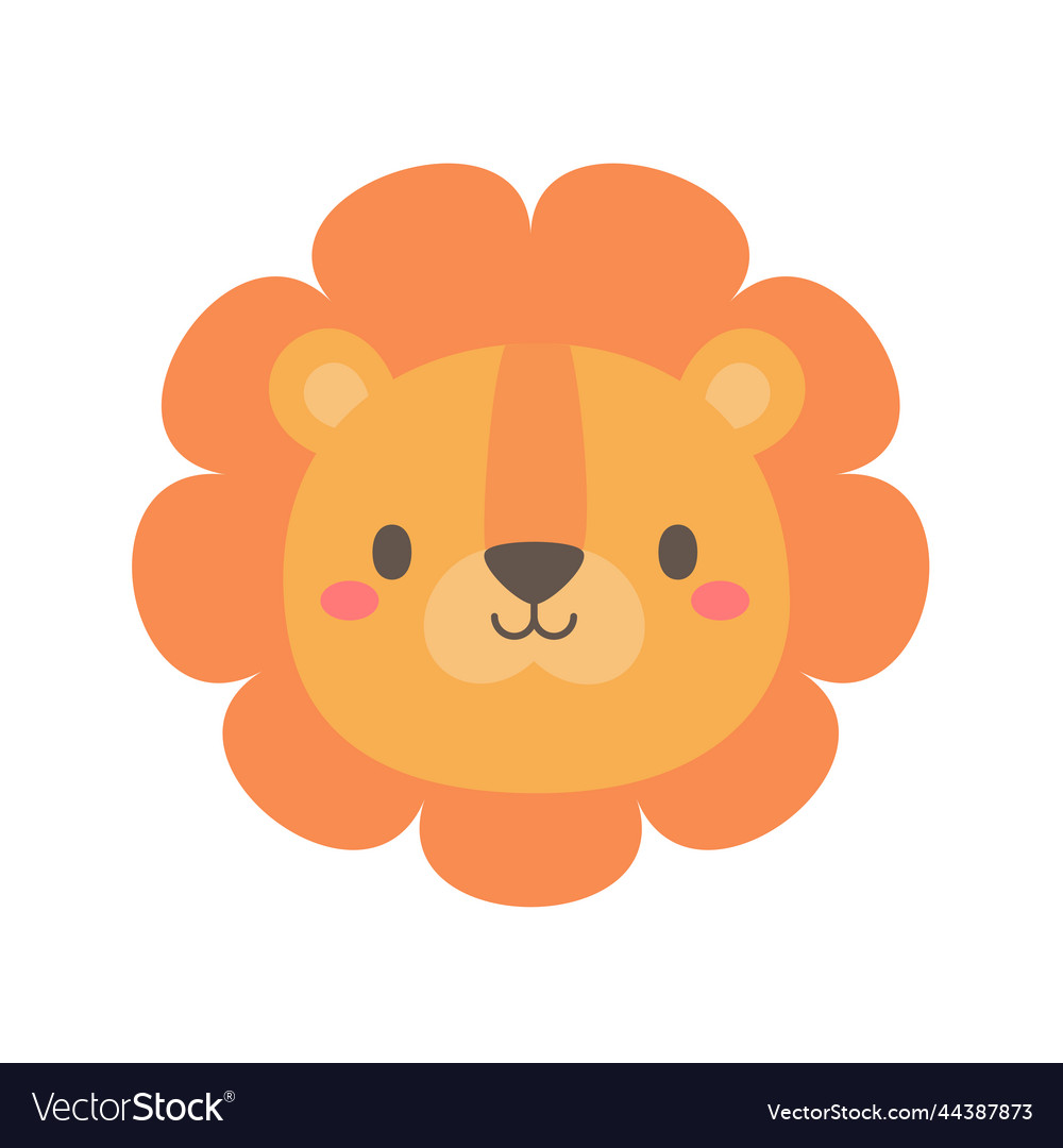 Lion cute animal face design for kids