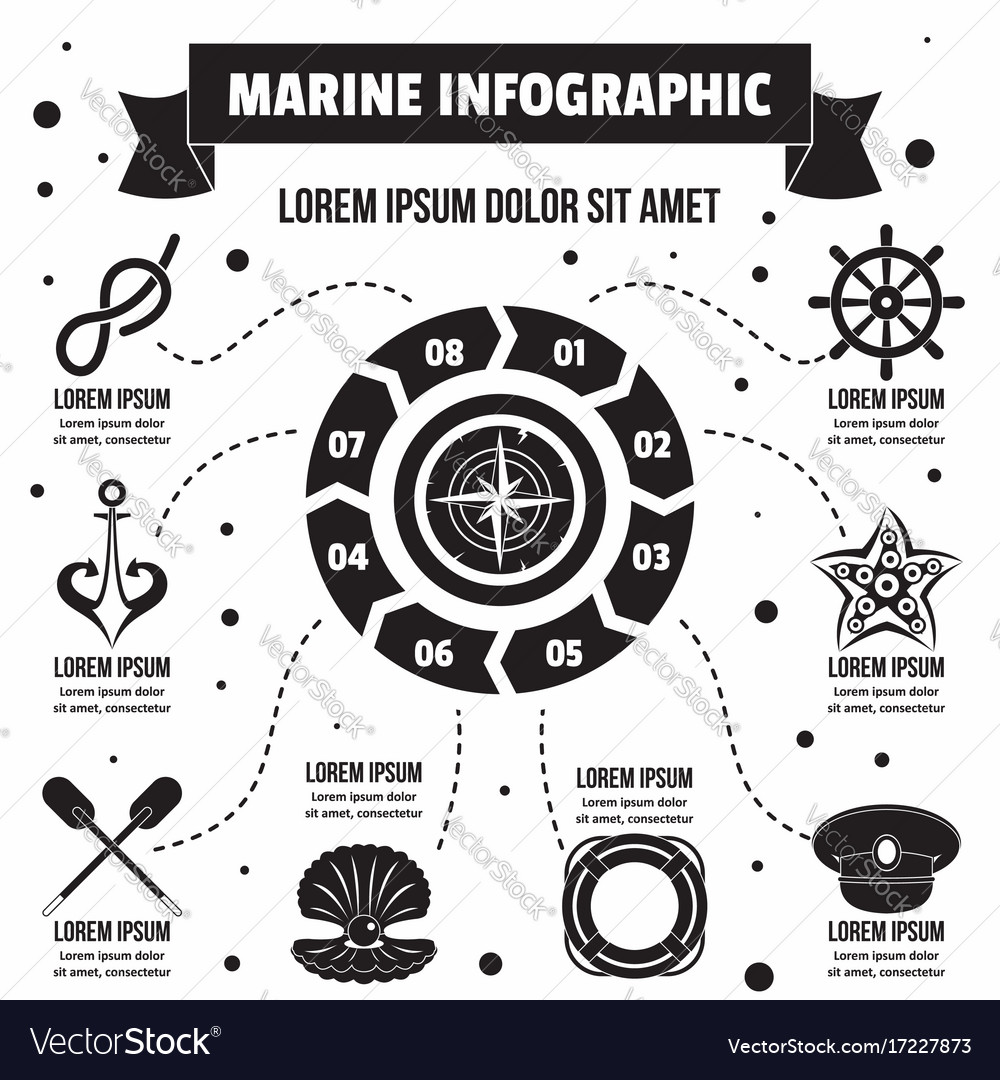 Marine infographic concept simple style Royalty Free Vector