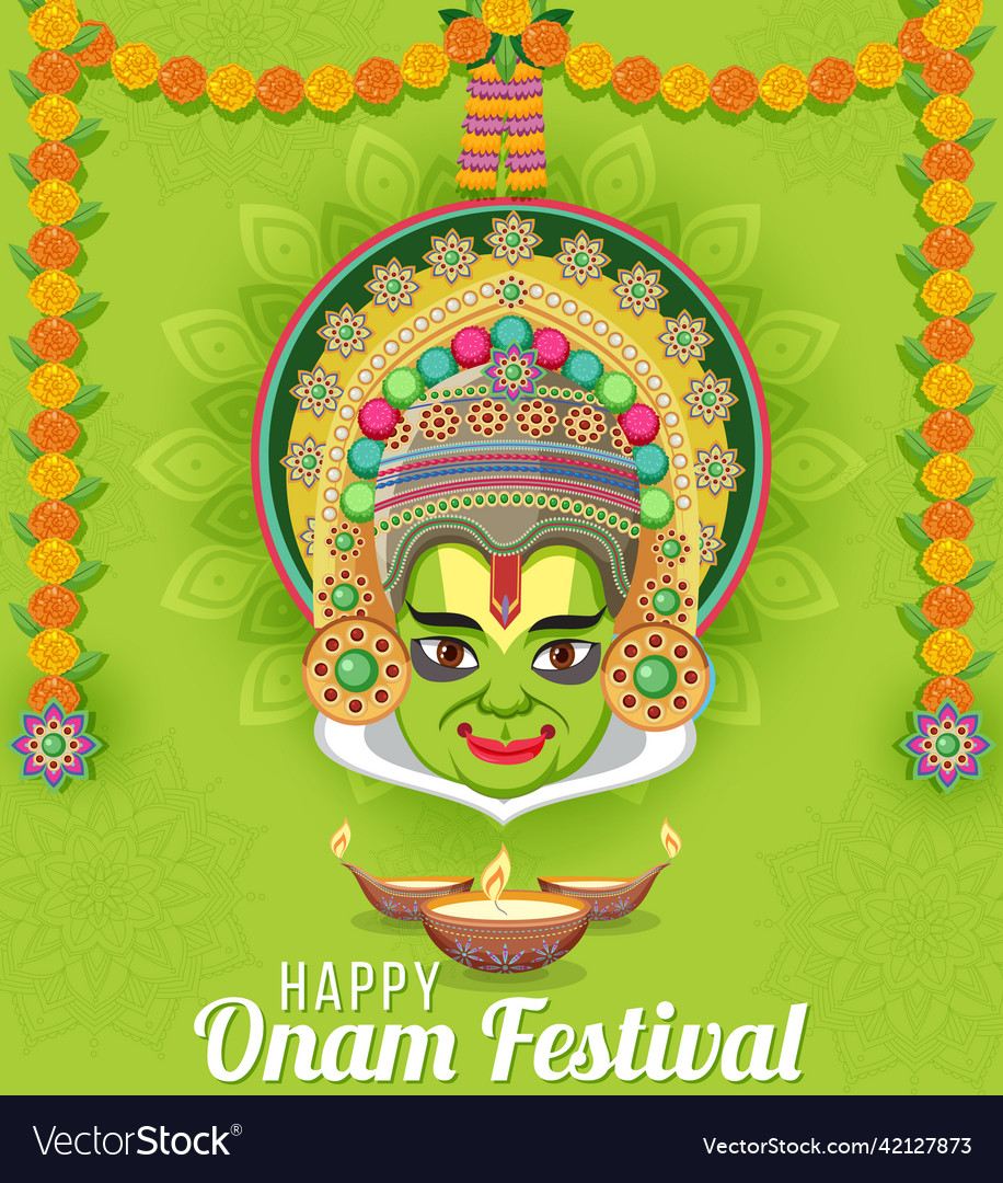 Onam hindu harvest festival poster Royalty Free Vector Image