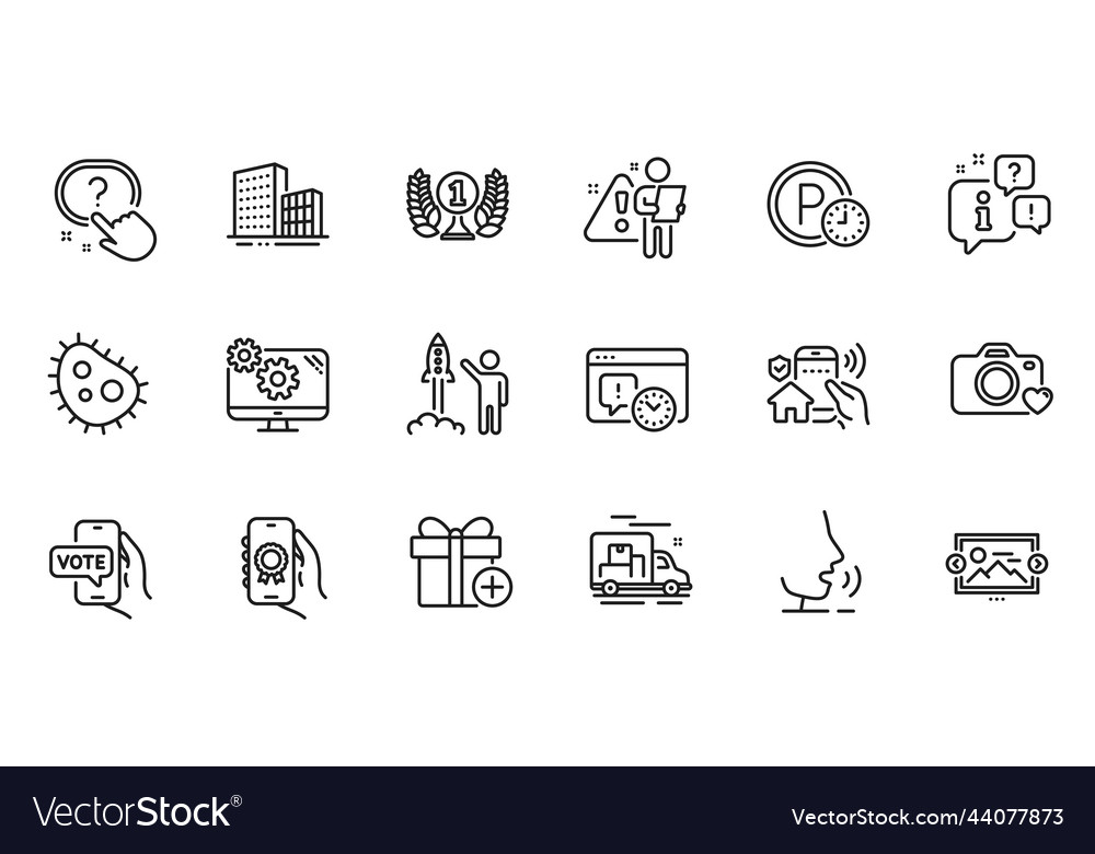 Outline set of launch project question button vector image Outline set of launch project question button