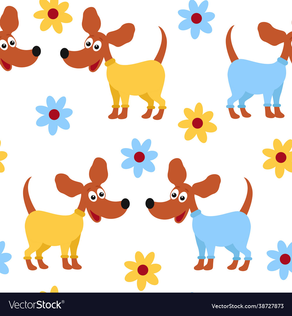 Pattern enamored dogs with flowers