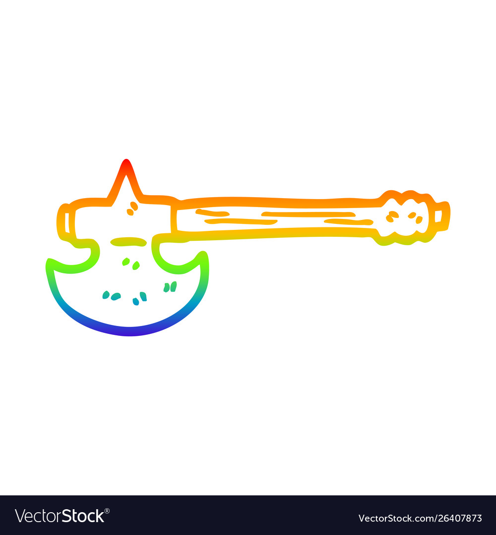 Rainbow gradient line drawing cartoon golden axe