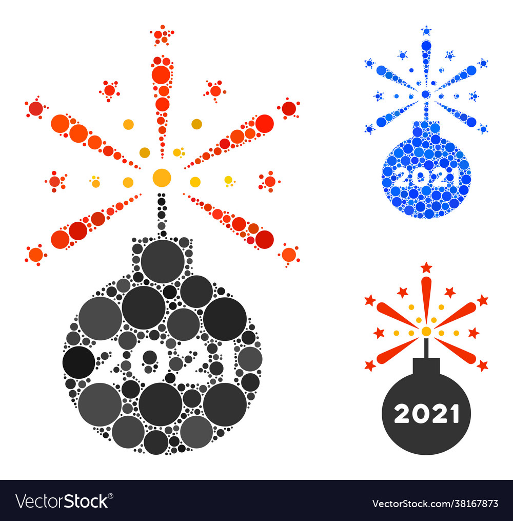 Round dot 2021 fireworks detonator icon mosaic