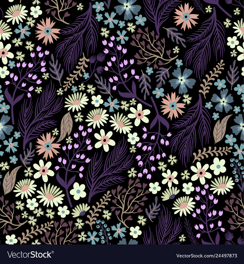 Seamless floral pattern with cute small ditsy